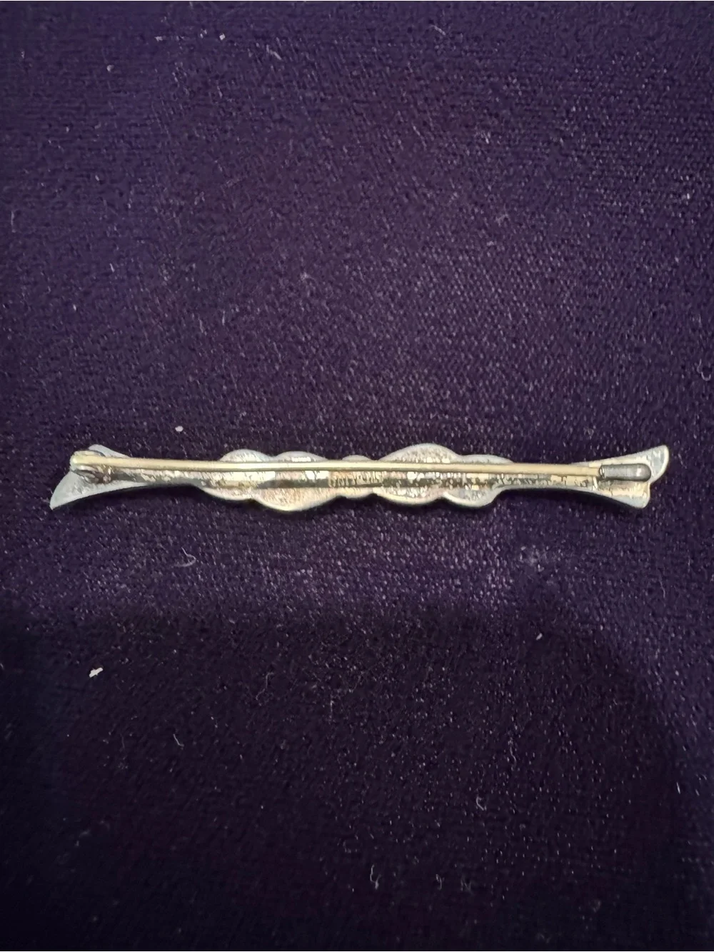 Vintage-Style Silver Bow Bar Pin with Filigree Detailing